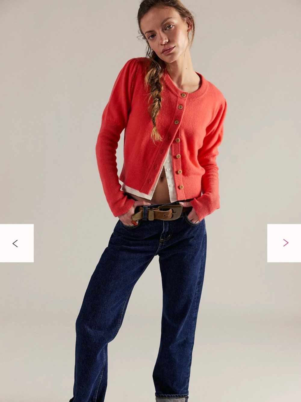 NWT Free People Coral Pink Cropped Knit Cardigan
